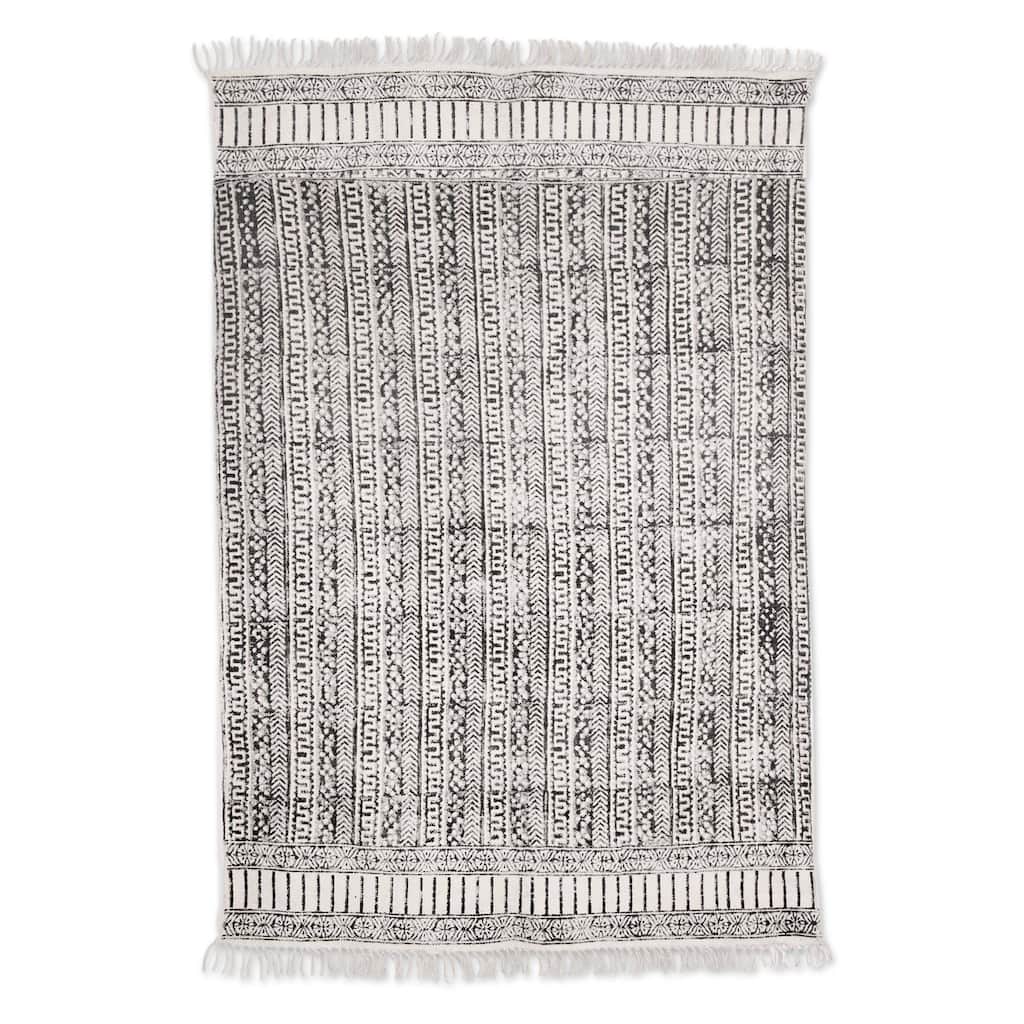 Handmade Maze Flair Cotton area rug (India) - Big