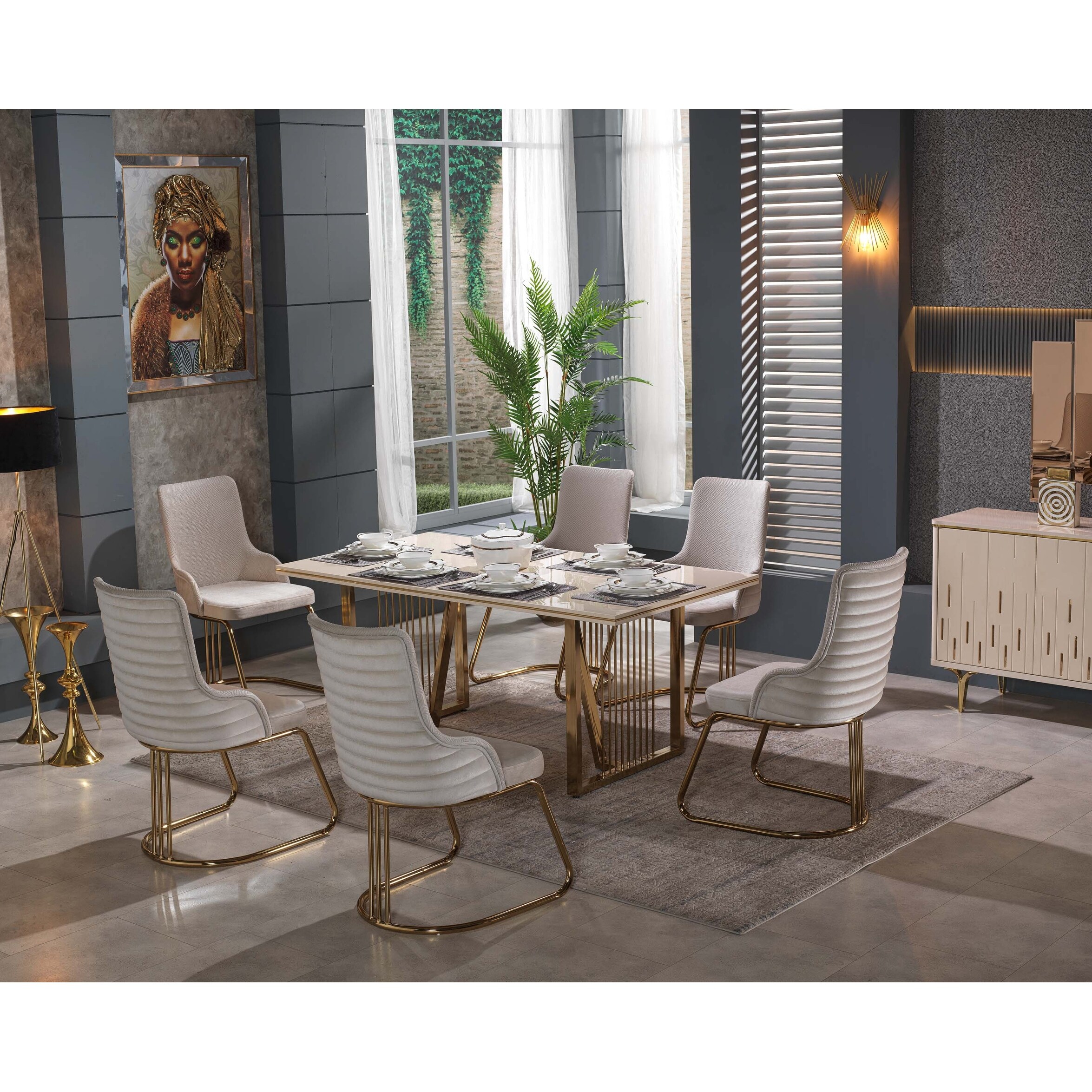 Modern dining table set 8 2025 chairs