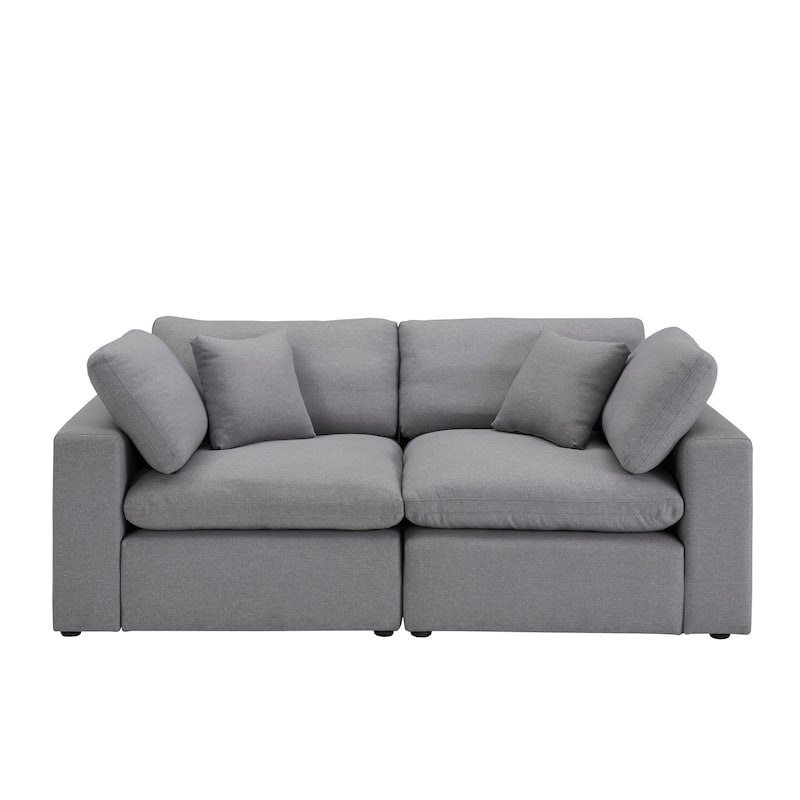 Anka Grey Linen Down Filled Cushioned Loveseat by iNSPIRE Q Modern