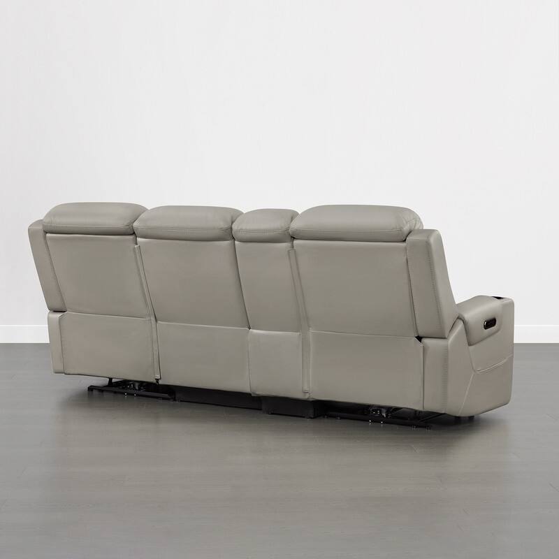 Spruce & Spring Genuine Leather Power Reclining Sofa with Wireless Charging