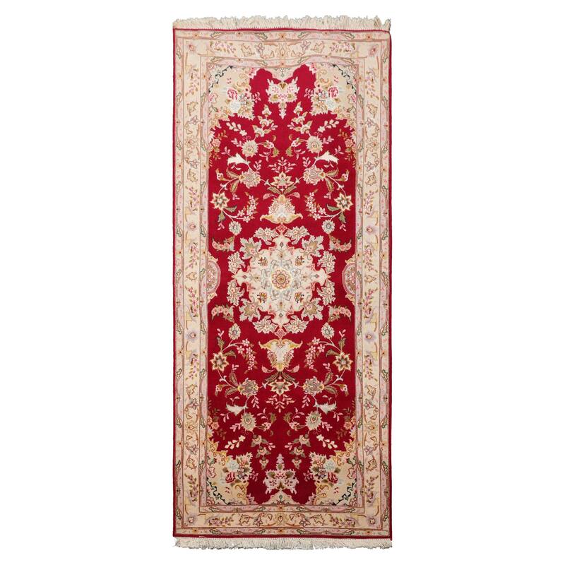 2'8''x6'7'' Runner Hand Knotted Wool Red Traditional 300 KPSI Rug - 2' 8'' x 6' 7'' - 2' 8'' x 6' 7''