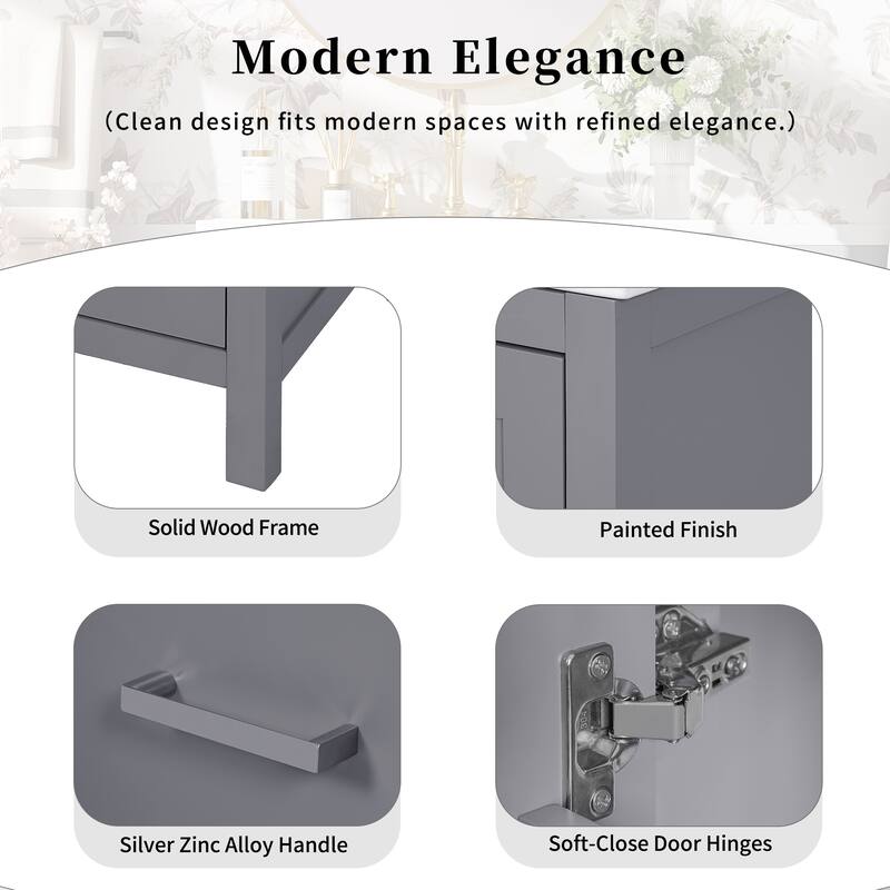 24" Bathroom Vanity with Undermount Sink - 2 Soft-Close Doors, 1 Drawer, Double-Layer Shelf, Space-Saving for Small Bathrooms