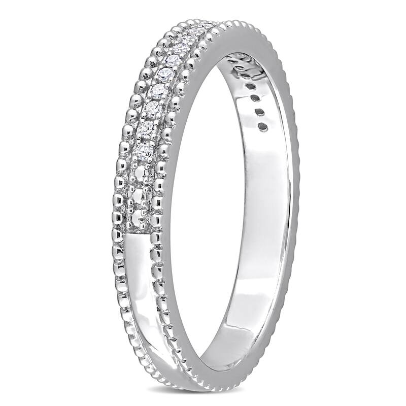 Miadora 1/10ct TDW Diamond Stackable Anniversary Wedding Band in Sterling Silver