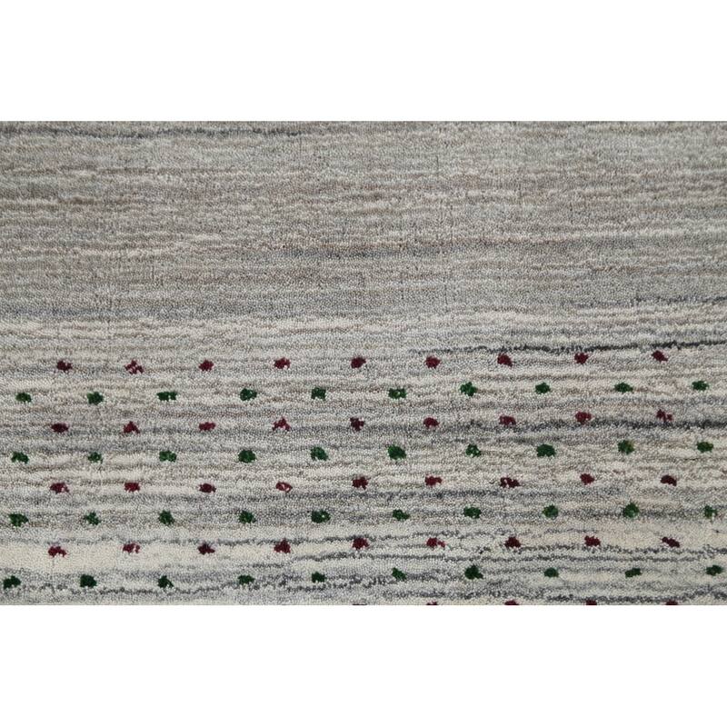 Striped Tribal Gabbeh Oriental Area Rug Handmade Wool Carpet - 5'9"x 8'2"