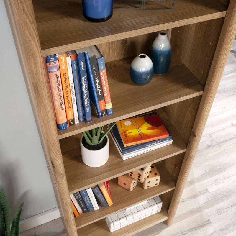 Engineered Wood Vintage 5-Shelf Bookcase, White - 25.2"W x 13.23"D x 69.92"H