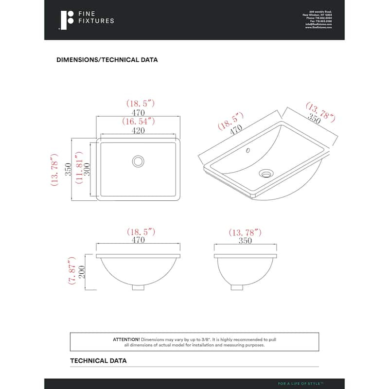 Fine Fixtures Undermount Vessel Bathroom Sink