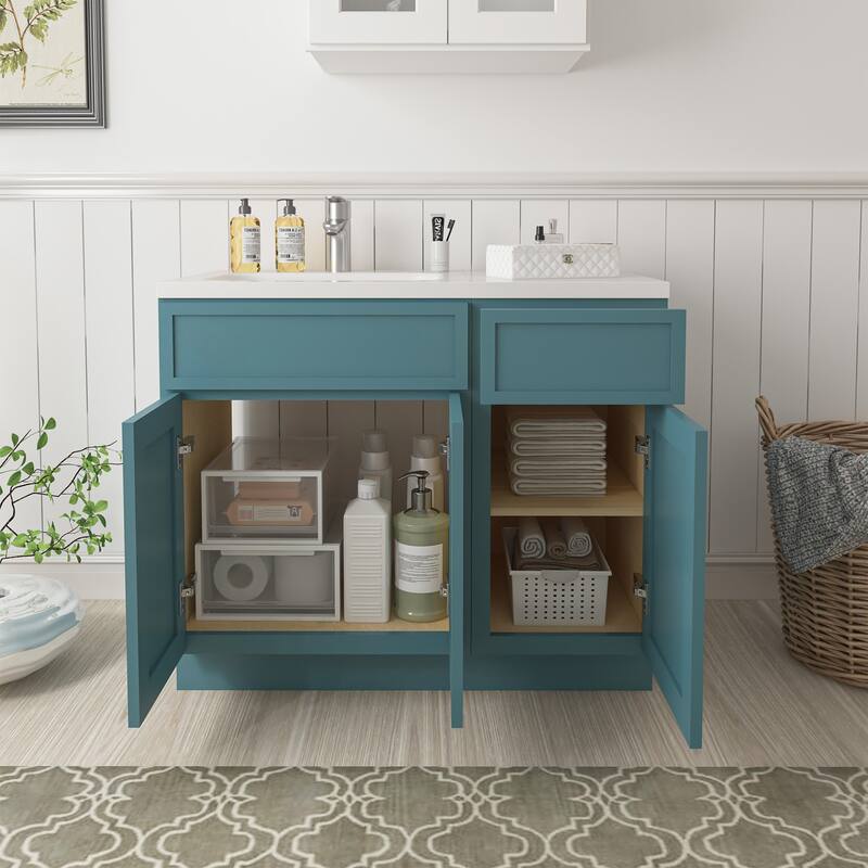 Vanity Art 39" Oak Freestanding Bathroom Vanity Cabinet without Top