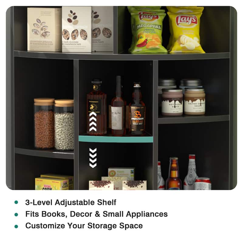 VECELO 4-Tier Adjustable Corner Bookshelf with Charging Station 3 AC Outlets & 2 USB Ports Waterproof Eco-Friendly Design