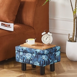 Multifunctional Upholstered Sofa Stool Step Stool - Blue Flower - Bed ...