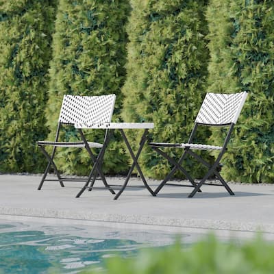 3PC Indoor/Outdoor PE Rattan Folding Bistro Set