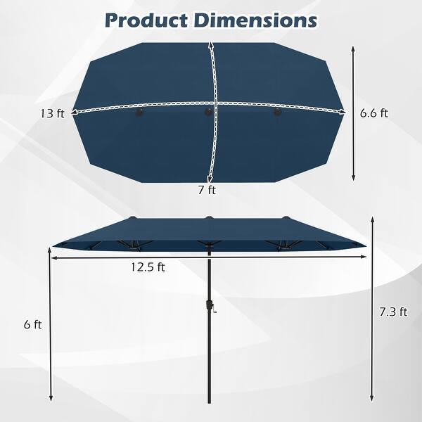 dimension image slide 1 of 6, Gymax 13 FT Double-sided Patio Umbrella Outdoor Large Twin Size