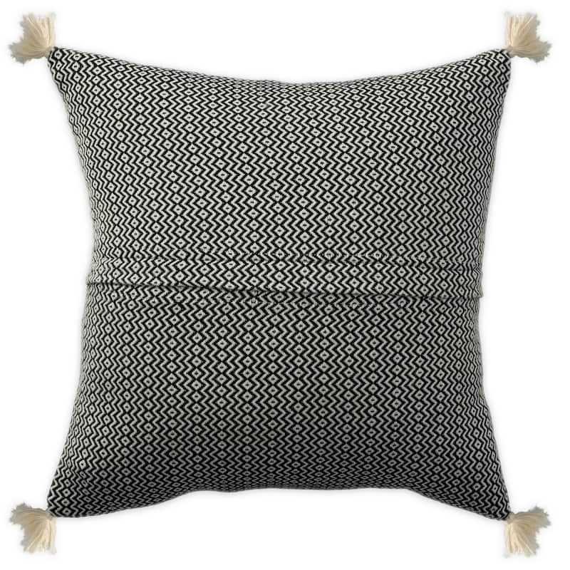 Chevron Square Throw Pillow with Tassels - 18" - Black and White