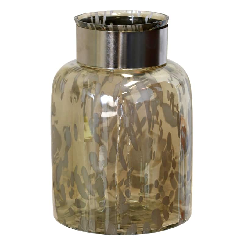 StyleCraft Amos - Cheena Jar with Metal Band - 8" x 8" x 12"