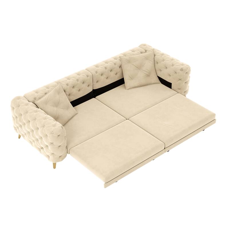 GDFStudio - Velvet 97.7" 3-in-1 Convertible Sleeper Sofa with Pull-Out Bed
