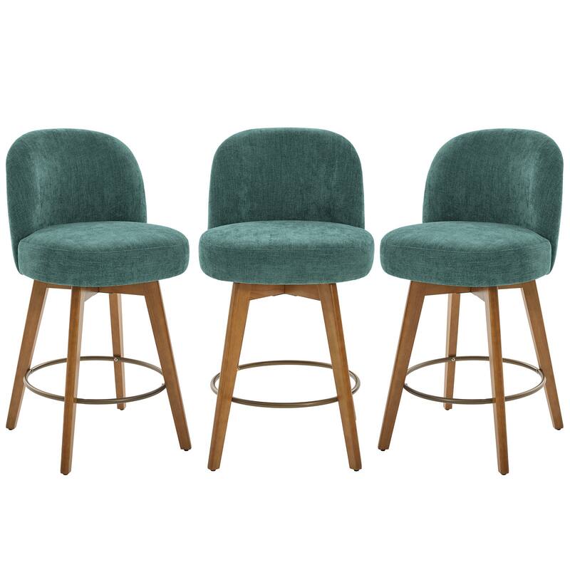 Fabric Upholstered Counter Height Swivel Bar Stools - 37.8"H x 19.7"W x 23.2"D