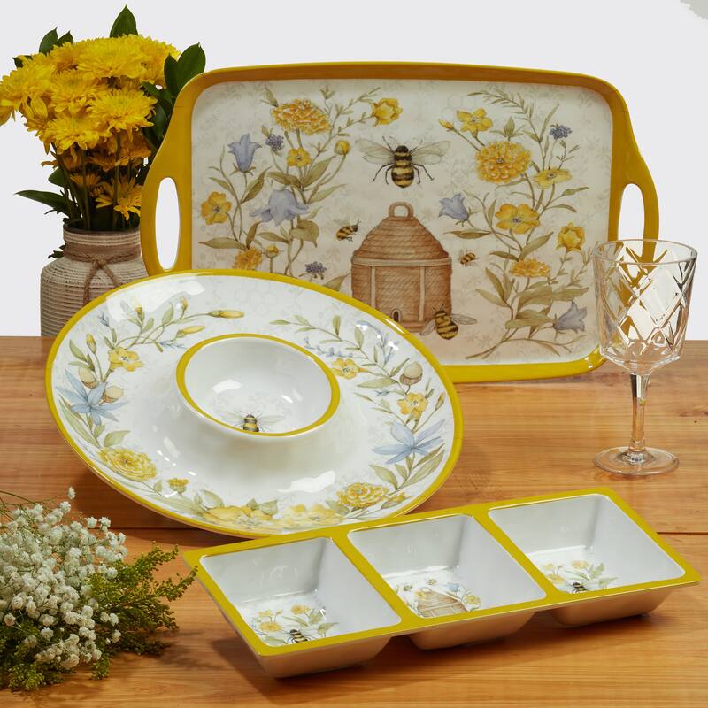 Certified International Bee Sweet 12-Piece Melamine Dinnerware Set, Service for 4