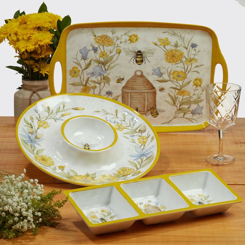 Certified International Bee Sweet 3-Piece Melamine Hostess/Serving Set