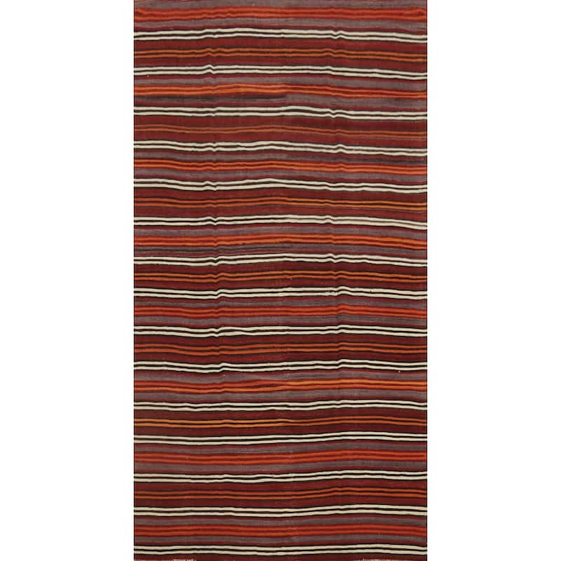 Hand Woven Oriental 100% Wool Carpet Southwestern Geometric Multi-Colored Kilim Area Rug - 10' 4'' X 5' 4''