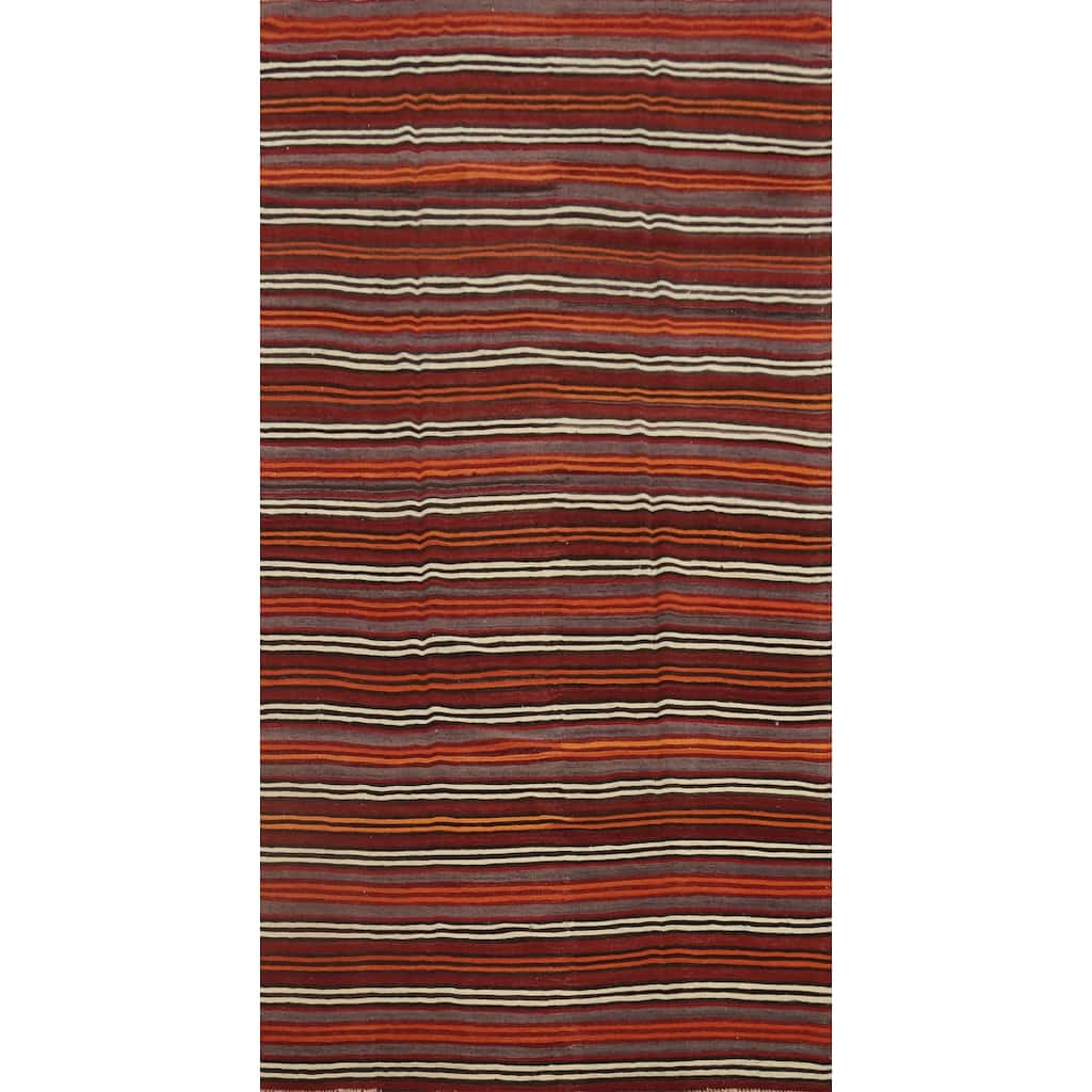 Hand Woven Oriental 100% Wool Carpet Southwestern Geometric Multi-Colored Kilim Area Rug - 10' 4'' X 5' 4''