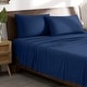 preview thumbnail 13 of 22, Bare Home Microfiber Stretch Knit Sheet Set Full - Dark Blue