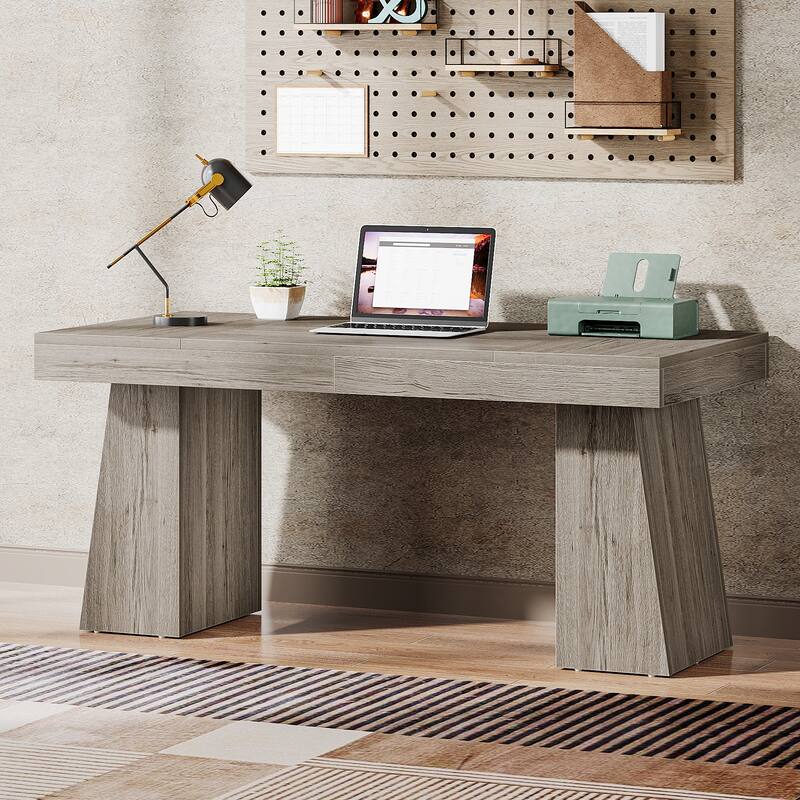 55 Inches Executive Desk, Home Office Desk, Wood Computer Desk
