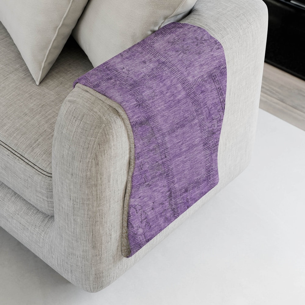 Premium Machine Washable Vintage Patchwork Sherpa Throw Blanket