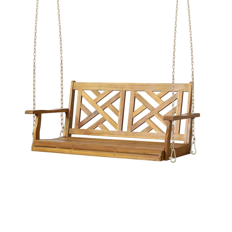 Alejandro Acacia Wood Porch Swing - 49" Teak Outdoor Swing with 800lb Capacity