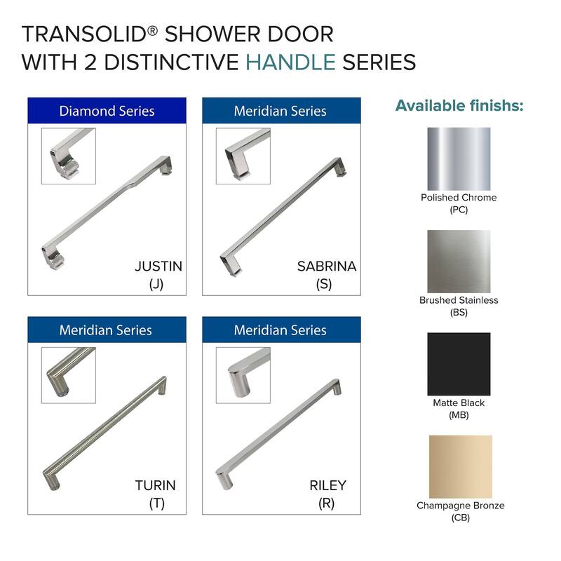 Transolid IPD367610C-T Irene 76" High x 36" Wide Pivot Semi Frameless