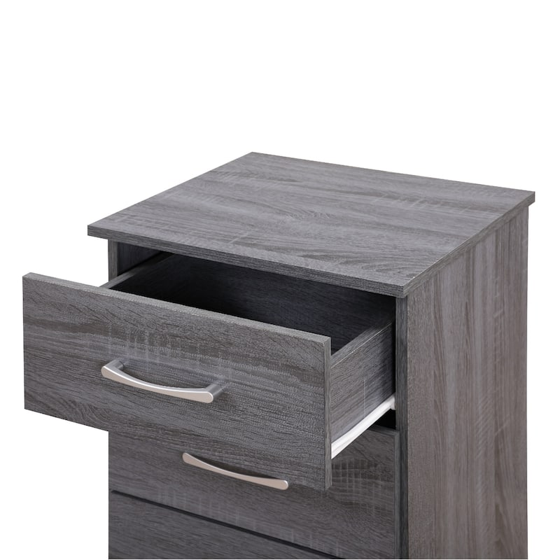 3-Drawer Wooden Nightstand - 24" - Gray