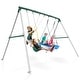 preview thumbnail 3 of 16, Hapfan 7.3ft Tall 600lb Heavy Duty Swing Set with 1 Platform Swing, 2 Belt Swings,A Frame Metal Swing Set White-green
