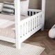preview thumbnail 19 of 26, Twin/Full Size House Bed with LED Light and Guardrails, Solid Wood Kids Montessori Bed with Roof Frame and Slats Support