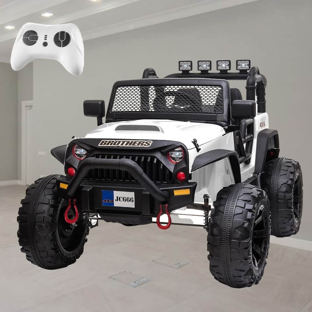 24V Kids Ride-On Truck, 2-Seater Electric Car with Remote Control, Spring Suspension, Music Player, and LED Lights