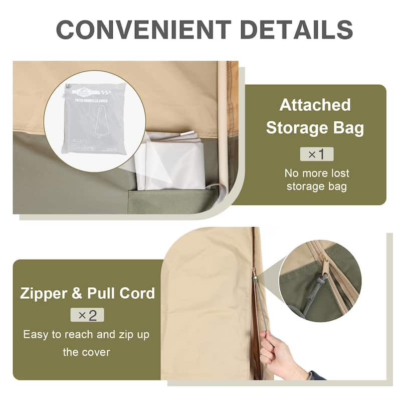 Aoodor Heavy Duty Patio Umbrella Cover for 6-9ft Market Umbrella