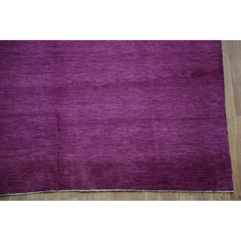 Hand Knotted Oriental 100% Wool Carpet Modern Solid Purples Gabbeh Area Rug - 9' 0'' X 6' 1''