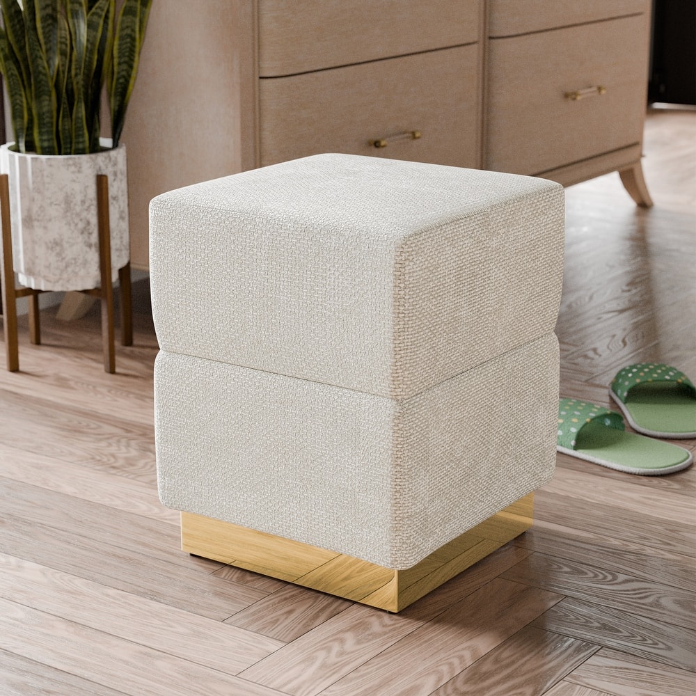 Furniture of America Dashiell Modern 15-inch Chenille Cube Storage Ottoman