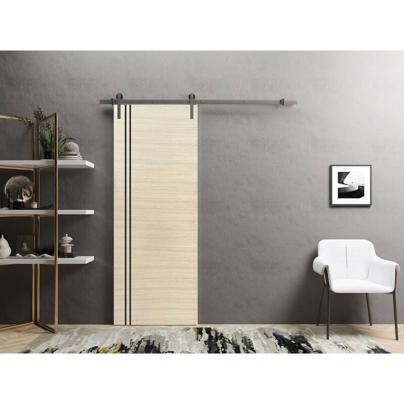 Sturdy Barn Door 18 x 80 Planum 0016 Natural Veneer with 6.6FT