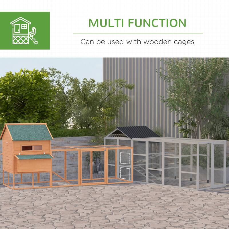 PawHut Wooden Chicken Coop Run for 6 - 10 Chickens, Hen House Add-On with Storage, Perches, 141.75" x 48" x 61"