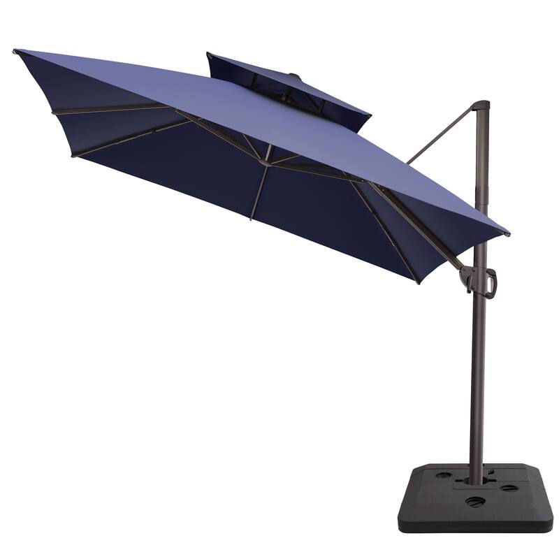 11 ft Square Patio Cantilever Offset Umbrella Double Top with Offset Base