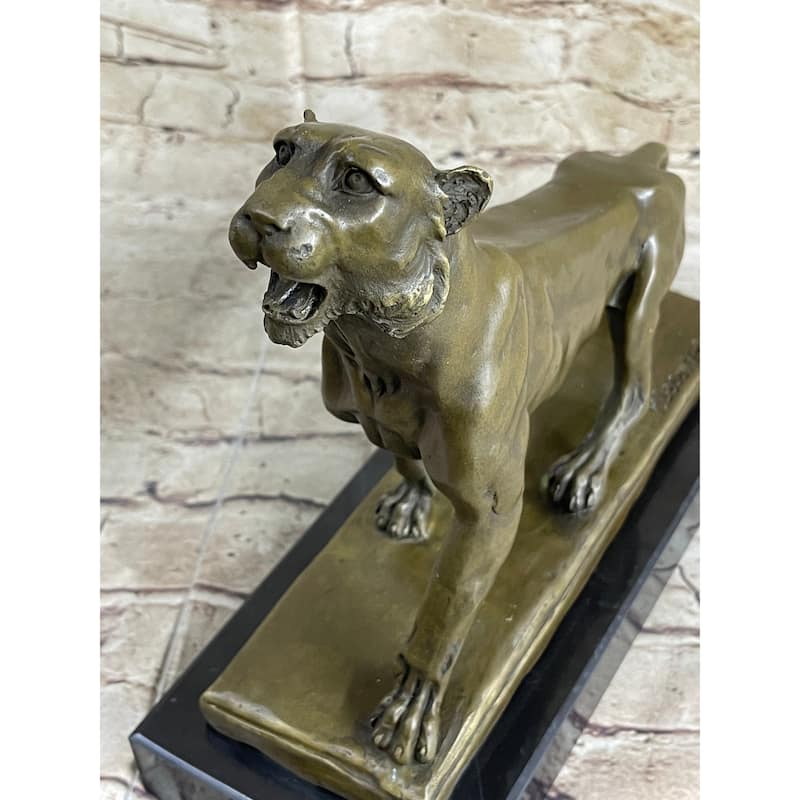 Jaguar Panther Imitative Leopard Cougar Big Imitative Cat Collector Bronze Marble Statue Art Decor