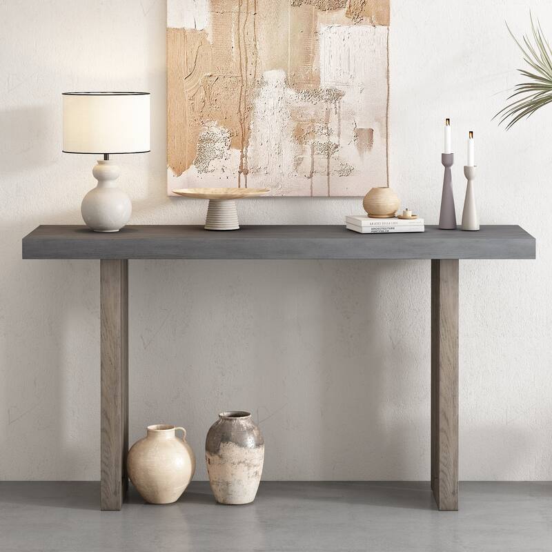 Roomfitters Oak Veneer Console Table with Distinctive Side Design, Entryway Table for Hallway