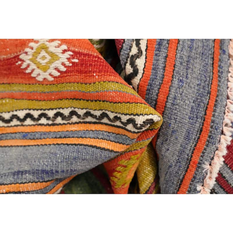 Hand Woven Oriental 100% Wool Carpet Southwestern Tribal Multi-Colored Kilim Area Rug - 7' 2'' X 4' 11''