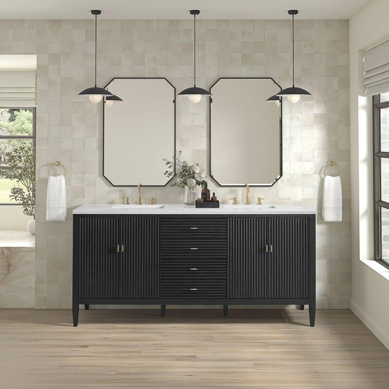 James Martin Vanities 485-V72-3AF Myrrin 72" Double Basin Wood Vanity