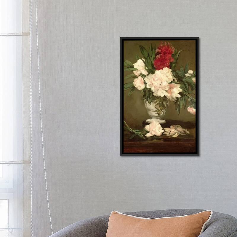 iCanvas "Vase of Peonies on a Small Pedestal, 1864 " by Edouard Manet Framed Canvas Print