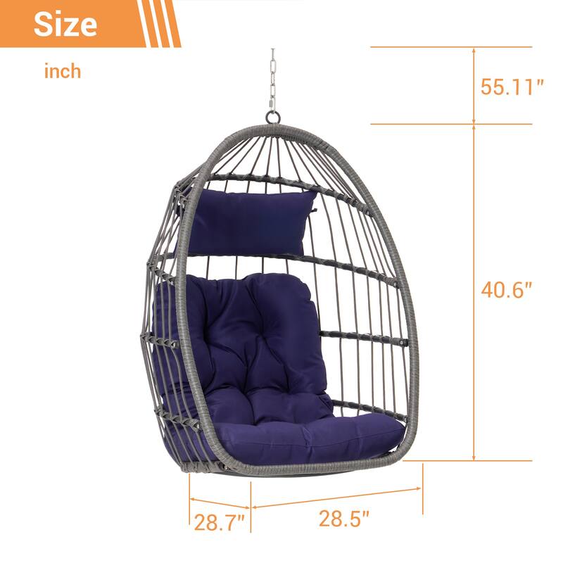 GDFStudio - Penelope Outdoor Rattan Egg Swing Chair for Relaxed and Stylish Garden Lounging