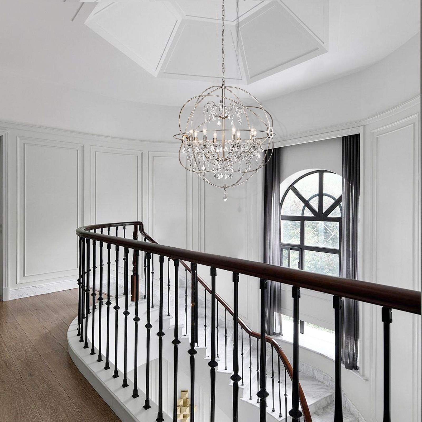 Large globe chandelier shop with crystals
