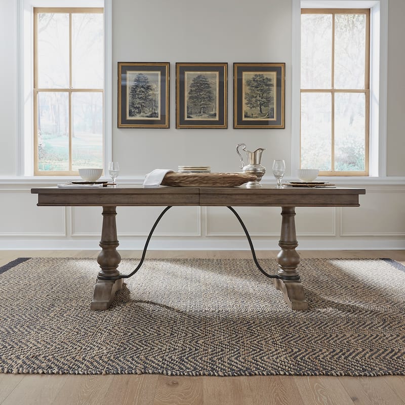 Americana Farmhouse Dusty Taupe Trestle Table