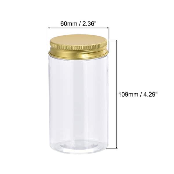 Round Plastic Jars with Aluminum Screw Top Lid, Gold Tone, 4Pcs - Bed ...