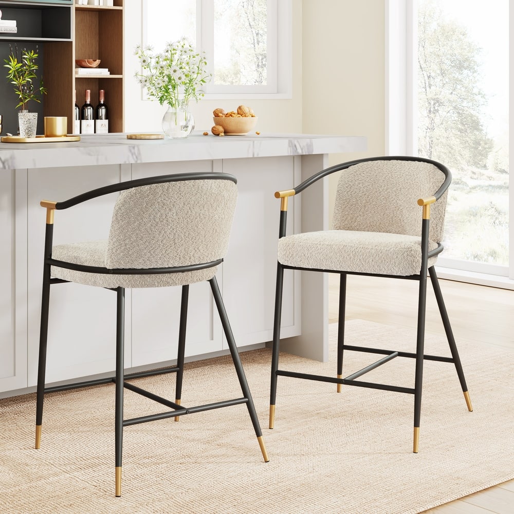 Devin 26" H Upholstered Counter Stool with Metal Frame (Set of 2) by Christopher Knight Home
