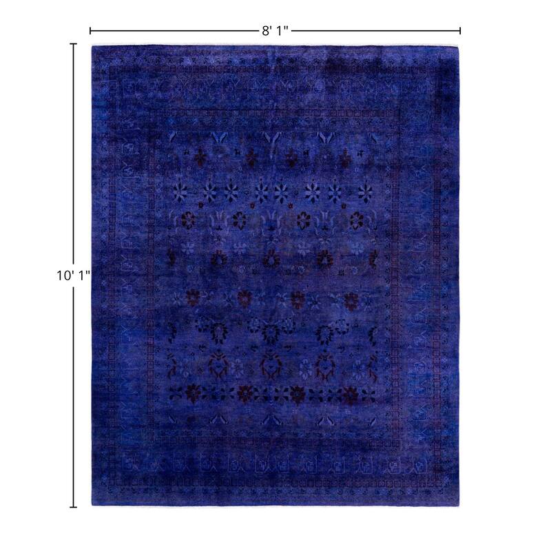 Overdyed One-of-a-Kind Hand-Knotted Area Rug - Purple - 8' 1" x 10' 1"