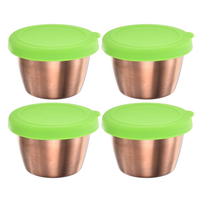4pcs Salad Dressing Container, 2.4oz Stainless Steel Condiment Cup